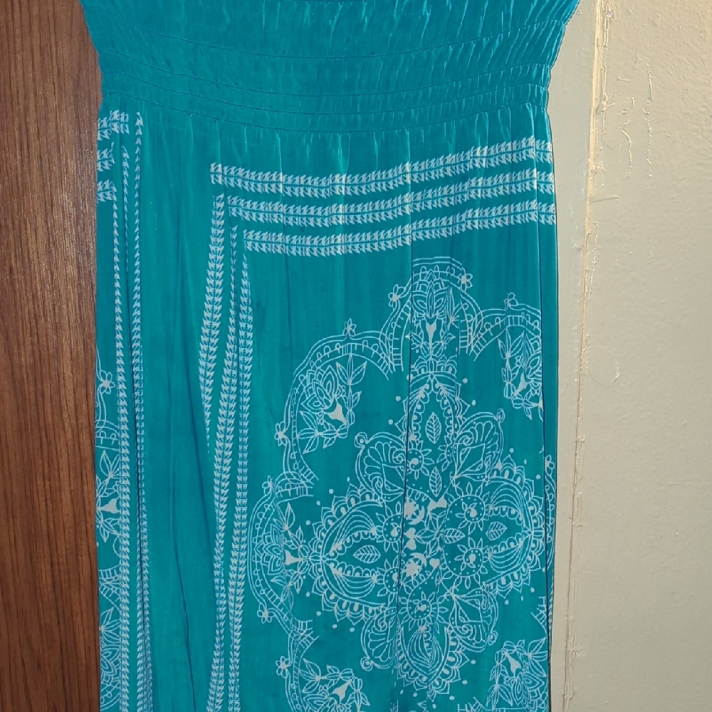 5th & Love Teal Maxi Skirt with White Patterns (2)
